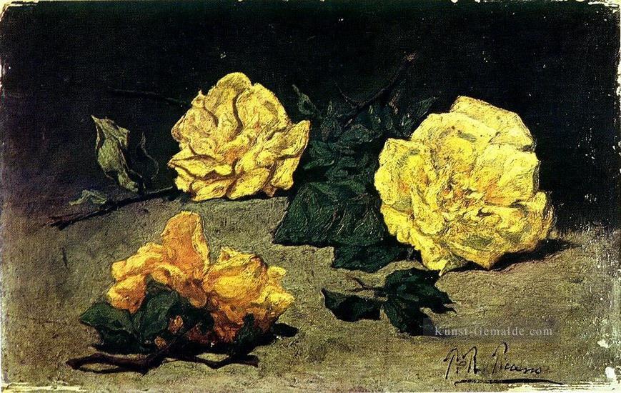 Trois Rosen 1898 kubistisch Ölgemälde